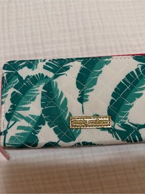 Simply Southern Teal Palm Leaf Quilted Wallet with Gold Logo